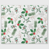 Abstracte Scandinavische botanische kerstdagen Cadeaupapier (Vlak)