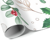 Abstracte Scandinavische botanische kerstdagen Cadeaupapier (Rol Hoek)