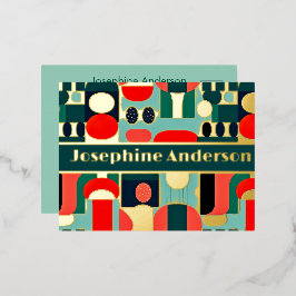 Abstracte Scandinavische print op Aqua Green Folie Uitnodiging Briefkaart