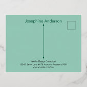 Abstracte Scandinavische print op Aqua Green Folie Uitnodiging Briefkaart (Achterkant)