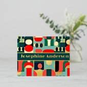 Abstracte Scandinavische print op Aqua Green Folie Uitnodiging Briefkaart (Staand Voorkant)