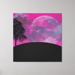 Abstracte scharlaken maan omwikkelde canvasprint canvas afdruk