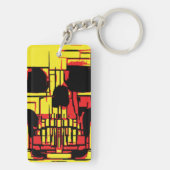 Abstracte schedel in levendige kleuren sleutelhanger (achterkant)