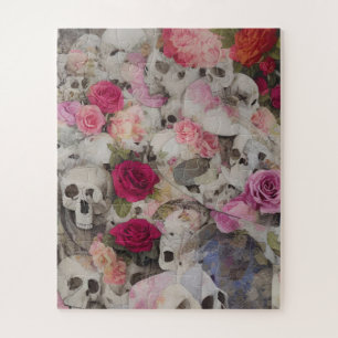 Abstracte schedels en Rozen Bloemen Legpuzzel