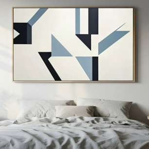 Abstracte scherven minimalistisch blauw & zwart poster