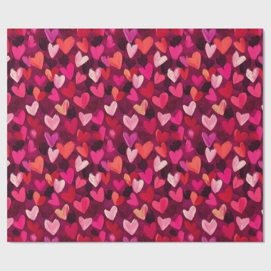 Abstracte schets kleurrijke harten cadeaupapier (Vlak)