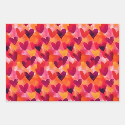 Abstracte schets kleurrijke harten inpakpapier vel (Voorkant 3)