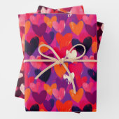 Abstracte schets kleurrijke harten inpakpapier vel (In situ)