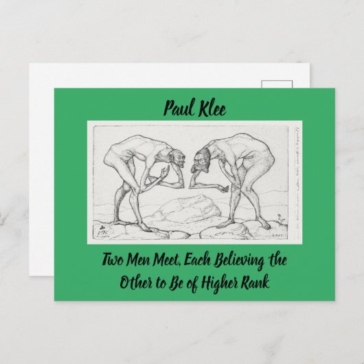Abstracte Schets Paul Klee Two Mannen ontmoeten Briefkaart (Voorkant / Achterkant)