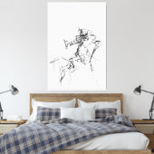 Abstracte schets van de trompetspeler - Premium Canvas Afdruk (Insitu (Slaapkamer))