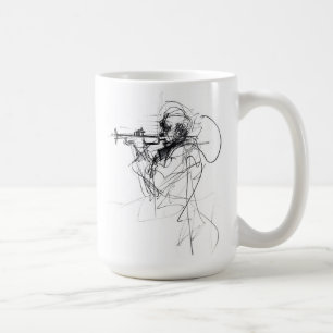 Abstracte schets van de trompettist koffiemok