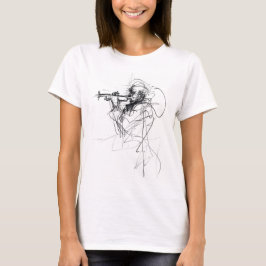 Abstracte schets van de trompettist t-shirt