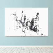 Abstracte schets van het moderne stadsbeeld - Prem Canvas Afdruk (Insitu (Houten vloer))