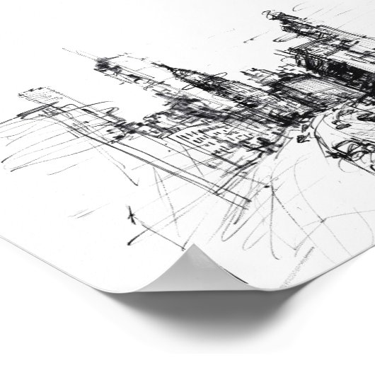 Abstracte schets van het moderne stadsbeeld - Prem Poster (Hoek)