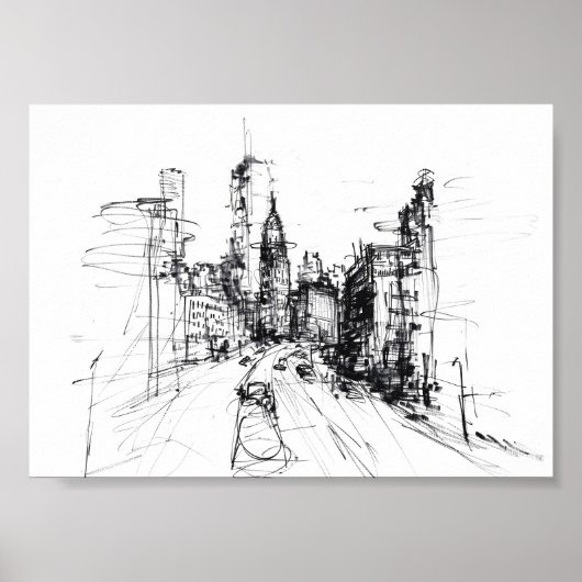 Abstracte schets van het moderne stadsbeeld - Prem Poster (Voorkant)