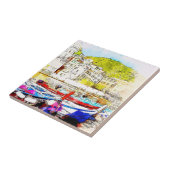 Abstracte Schilderachtig haven Tegeltje (Zijkant)