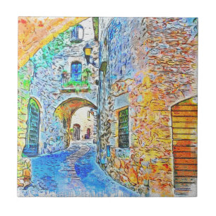 Abstracte Schilderachtig Middeleeuwen Tegeltje