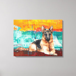 Abstracte schilderen van de Duitse schaapherder  Canvas Afdruk
