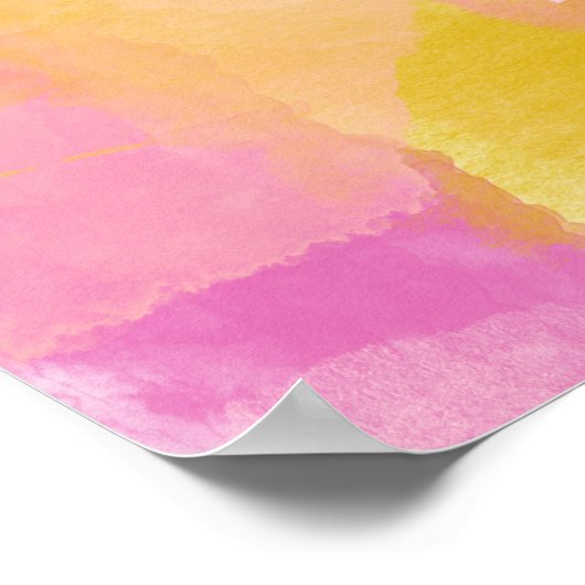 Abstracte schilderijen met roze en goudkleurige Wa Poster (Hoek)