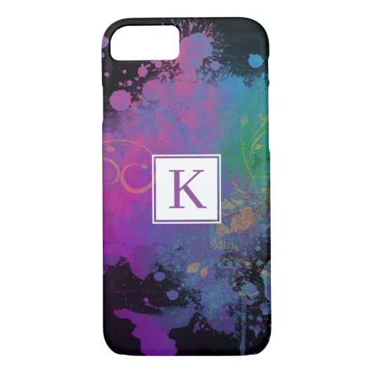 Abstracte schildertje en wervelingen op zwart mono Case-Mate iPhone case (Achterkant)