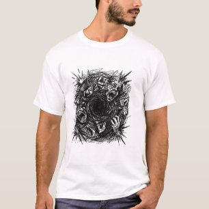 Abstracte Schreeuwende Afgrond Schets Kunst T-Shir T-shirt