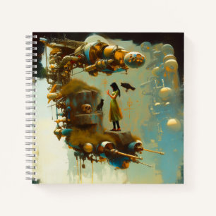 Abstracte SciFi Cat Raven Occult Dark Witchy AI Ar Notitieboek