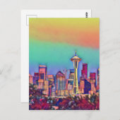 Abstracte Seattle Skyline Briefkaart (Voorkant / Achterkant)