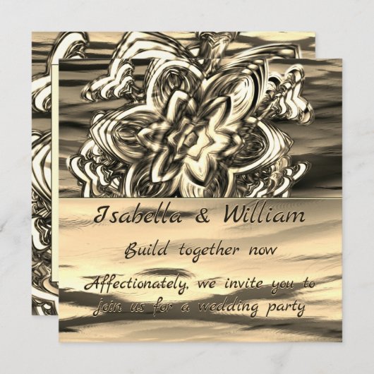 Abstracte sepia-bloem, glanzende tonen tot donkere kaart (Voorkant / Achterkant)