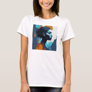 Abstracte sereniteit: elegante Vrouwen silhouetkun T-shirt