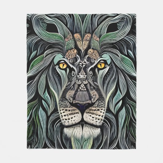 Abstracte Shabby Chic King Lion Fleece Deken (Voorkant)