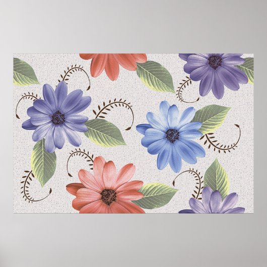 abstracte sierbloemolie, verfwand poster (Voorkant)