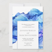 Abstracte Silk Blue bruiloft uitnodiging (Voorkant)
