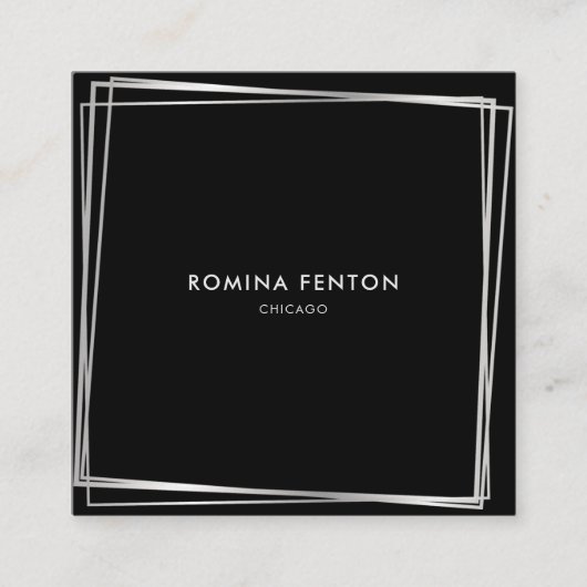 Abstracte Silver Lijsten Moderne Professional Vierkante Visitekaartje (Voorkant)