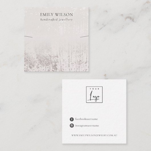 Abstracte Silver Rainfall Ketting Band Sjabloon Vierkante Visitekaartje (Voorkant / Achterkant)