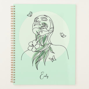 Abstracte Simple Line Art-illustratie van vrouw Planner