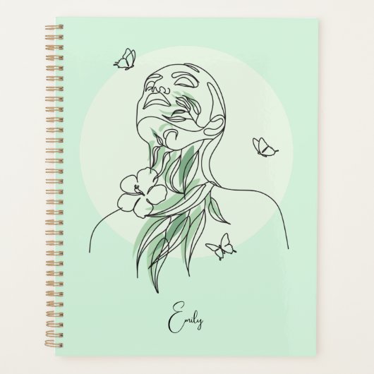 Abstracte Simple Line Art-illustratie van vrouw Planner (Voorkant)