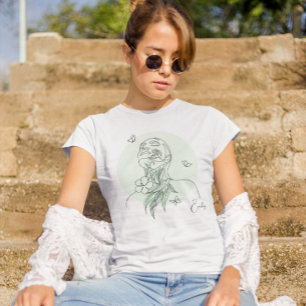 Abstracte Simple Line Art-illustratie van vrouw T-shirt