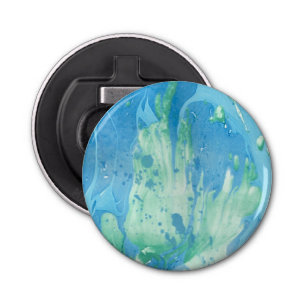 Abstracte Sjabloon Trendy Blue Green Marble Button Flesopener