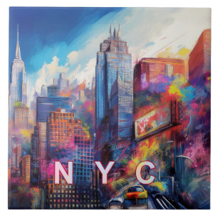 Abstracte skyline van New York Art Modern Tegeltje