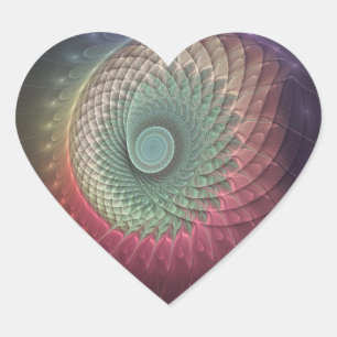Abstracte slak Kleurrijke Moderne Fractal Art Hart Sticker