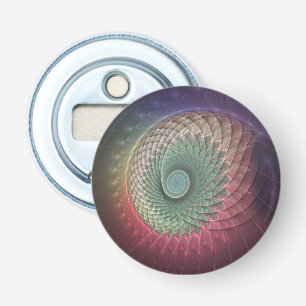 Abstracte slakkenkleurrijke moderne fractal kunst button flesopener