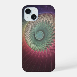 Abstracte slakkenkleurrijke moderne fractal kunst iPhone 15 hoesje
