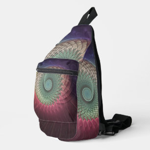 Abstracte slakkenkleurrijke moderne fractal kunst sling bag