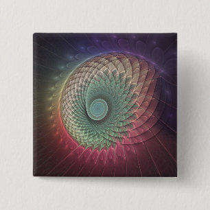 Abstracte slakkenkleurrijke moderne fractal kunst vierkante button 5,1 cm