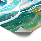 Abstracte sluiting van een schilderij van een golf poster (Hoek)