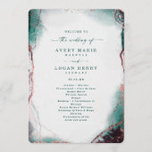 Abstracte smaragdgroene huwelijksceremonie programma (Voorkant)