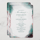 Abstracte smaragdgroene huwelijksceremonie programma (Voorkant / Achterkant)