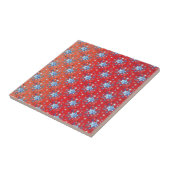 Abstracte sneeuwvlokken met rode en blauwe kerst tegeltje (Zijkant)
