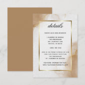Abstracte Soft Brown Gold-marmering - Gegevens RSVP Kaartje (Voorkant / Achterkant)