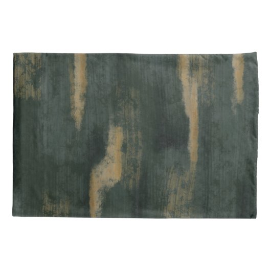 Abstracte Soft Hues Deep Green & Gold Kussensloop (Achterkant-Links)